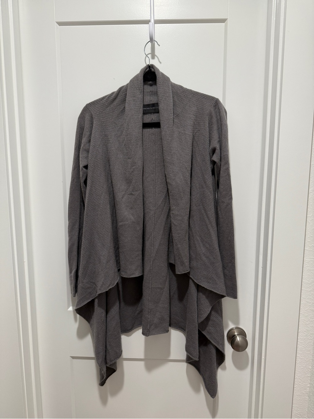 Zadig & Voltaire Gray Open-Front Draped Cardigan